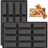 YXHZVON 2 PCS Stampi Per Barrette, Stampo Rettangolari Silicone 12 Cavità, Stampi in Silicone Barrette Cereali Per Cioccolato, Pane, Muffin, Pane Di Mais, Cheesecake E Sapone (Nero)