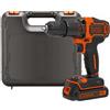 Black & Decker BLACK+DECKER Trapano/Avvitatore a Percussione 18V - 1.5Ah in Valigetta, 0-360/0-1400 Giri/Min. BDCHD18K-QW