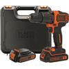 Black & Decker BLACK+DECKER Trapano/Avvitatore a Percussione 18V-1.5Ah con 2 Batterie in Valigetta. BDCHD18KB-QW