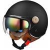 VVPEC Casco Moto 3/4 Casco Moto Aperto Casco Moto Mezzo Casco Omologato DOT/ECE con Doppia Visiera Casco Jet Vespa Stile Vintage Retrò Per Bambini Giovani Uomini Donne(Color:2,Size:M(57~58CM))