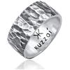 Kuzzoi Anello da uomo con design martellato, anello a fascia massiccio, larghezza 10 mm, in argento Sterling 925, anello in argento martellato ossidato, anello da uomo di misura 60-66, 0604992820