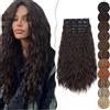 SEGO 60 cm Extension Capelli Clip 5 Fasce Estensioni Clip in Hair Ricci Ondulati Sintetici Posticci Mossi Donna Nero naturale