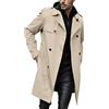 Mymyguoe Trench da uomo doppiopetto con cintura, giacca invernale doppiopetto per lavoro, tempo libero, giacca corta di lana, cachi, L