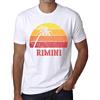 One in the City Uomo Maglietta Palma Spiaggia Tramonto A Rimini - Palm, Beach, Sunset in Rimini - T-Shirt Stampa Grafica Divertente Vintage Idea Regalo Originale alla Moda Bianco XL