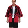 MIATCENRT Cardigan Kimono Giapponese da Uomo - Bandiera Nazionale della Repubblica D'Albania Camicia Mantello Kimono Vintage Leggero Kimono Harajuku Piuma Accappatoio per Adulti,Come Mostrato,L
