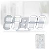 KOSUMOSU Orologio digitale 3D LED da parete 24,7 cm, orologio da tavolo grande display digitale orologio da parete con telecomando temperatura 12/24H (luce bianca)…