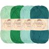 BambooMN JubileeYarn - Gomitolo di filato sportivo in cotone di bambù, 4 matasse, 50 g/matassa, tonalità di verde