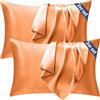 Seiwohl Set di 2 Federe Raso 50x80 Federa per cuscino in seta, Design con Chiusura A Busta, Morbido come una Federe Seta Cuscino, Arancione bruciato Federe Cuscini 50x80