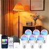 Aigostar Mesh - 9 W lampadina collegata Bluetooth Mesh A60, lampadina collegata Alexa E27 LED 806LM RGB & 2700K-6500K, 16 milioni di colori, 6 unità (con passerella e telecomando Bluetooth)