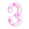 Mciskin Candele di compleanno rosa a forma di zampa di cane, decorazione per il 3° compleanno per ragazzo, candele con numero 3 per torte