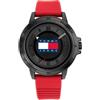 Tommy Hilfiger Jeans Orologio Analogico al Quarzo da Uomo con Cinturino in Silicone Rosso - 1792033