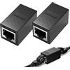 Dewfigs ㅤ 2 Pz Accoppiatore in linea RJ45, Prolunga Ethernet Schermato Connettore Femmina Femmina per Estendere Cavi Ethernet Cat7/Cat6/Cat5e/Cat5, Velocità a 10 Gbps, Schermato Contro Interferenze Elettriche
