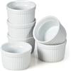 WishDeco Set di 6 Pirottini Ceramica, 200ml/8 oz Stampi per Soufflè, Cocotte Forno, Mini Pirottini Creme Brulee, Piccole Ciotole Bianche per Salse, Crema, Aperitivo