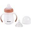 Béaba BEABA, Bicchiere Salvagoccia Per L'apprendimento 2 In 1, Tazza Con Cannuccia Per Bambini, 100% Antigoccia, Facile Da Aprire, Manici Rimovibili, Tritolo E Silicone, 210 Ml, Terracotta