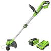 Greenworks Tagliabordi a Batteria 40V Taglio 33cm G40LT33, Tagliasiepi a Batteria G40HT61 con Batteria 2Ah e Caricatore