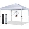 COSTWAY Gazebo Pieghevole da Giardino 3 x 3 m, Gazebo Pop Up Impermeabile con Telaio in Acciaio, Altezza Regolabile, Doppio Tetto e Borsa con Ruote, per Giardino Spiaggia Campeggio (Bianco)