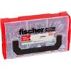 fischer FIXtainer DUOPOWER con vite, scatola di tasselli con 210 viti e tasselli Duopower (60 pezzi 6 x 30, 30 pezzi 8 x 40, 15 pezzi 10 x 50), kit universale per fissaggio