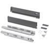Emuca - Kit cassetto per cucina o bagno con regolazione 3D, altezza 93 mm, profondità 500 mm, 60 Kg, chiusura soft, pannelli no inclusi, Acciaio, grigio antracita