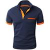 GLESTORE Polo Uomo T Shirts Uomo, blu navy e arancione., M