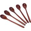 Natudeco Cucchiai di legno, 5 pezzi cucchiai a manico lungo cucchiaino posate cucchiaio per mescolare posate posate in legno posate da cucina per la casa