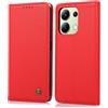 HHUIWIND Cover Compatibile con Xiaomi Redmi Note 13 4G (6.67),Custodia a Libro Flip Caso in PU Pelle Premium Magnetica Portafoglio per Xiaomi Redmi Note 13 4G - Rosso