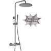 Görbach Colonna Doccia Acciaio Inox con Miscelatore, Colonna Doccia Rubinetto con Asta Doccia Regolabili e Termostatico, Set Doccia a Pioggia con Soffione 25 cm Grigio
