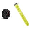 Garmin fēnix 7 PRO SOLAR, Multisport GPS Smartwatch, Advanced Health and Training Features QuickFit 26 Watch Bands- Amp Yellow Silicone