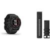 Garmin fēnix 7 PRO SOLAR, Multisport GPS Smartwatch, Advanced Health and Training Features QuickFit 26 Watch Bands - Heathered Black Nylon