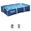 Bestway 56411-5 Set Piscina Fuori Terra Steel Pro Rettangolare da 300x201x66 cm