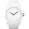 Diesel Orologio Double Down S44 Uomo, Movimento a Tre Lancette, Cassa in Policarbonato bianco da 44 mm con Cinturino in Silicone, DZ1436