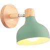 iDEGU Lampada da Parete Retrò LED Applique da Parete Interno Vintage in Legno Metallo Moderne Lampada a Muro Stile Scandinavo Orientabile E27 Illuminazione per Camera da Letto Soggiorno (Verde)