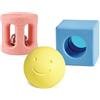 Hape - Set sonagli geometrici per bebè 0+ | 3 giocattoli musicali per la dentizione a base di riso giapponese ecologico e atossico