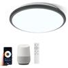 Horevo Lampada a Soffitto Smart LED 24W Nero Montaggio a Incasso con Telecomando - Compatibile con Alexa & Google Home - Dimmerabile da 30cm per Camera da Letto, Cucina, Soggiorno