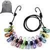 Fuonmka Filo per bucato portatile, elastico, da campeggio, con 12 mollette per viaggi, vacanze, campeggio, dormitorio (180 - 300 cm)