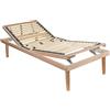 Comprarredo Rete letto ortopedica singola 80x190 reclinabile con alzata manuale testa e piedi, struttura in legno di faggio naturale e regolatori di portanza
