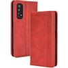 TANYO Cover Custodia Folio in Pelle per Oppo Realme 7 4G (Not for 5G Version), Premium PU/TPU Portafoglio Case con Slot per Schede, Flip Wallet Libro - Rosso