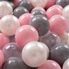 KiddyMoon 50 Palline/7Cm Palline Morbide Colorate Per Piscina Bambini Fatto In EU, Perla/Grigio/Trasparente/Rosa Chiaro