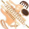 Hbealifee 9 strumenti per massaggi in legno per modellare il corpo, kit maderoterapia per drenaggio linfatico anticellulite, massaggiatore curvo in legno per gambe e stomaco