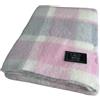 EFFETTO CASA Plaid da Letto in Lana Mohair Lana, Coperta Scozzese (Rosa, Singola)