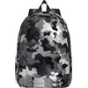 VducK Zaino in tela per donne e uomini, casual, nero, bianco, grigio, mimetico, zaino da escursionismo, borsa da viaggio all'aperto, Nero , S