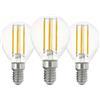 Eglo set di 3 lampade LED a filamento E14, lampadina Edison trasparente, 7 watt (equivalente a 60 watt), 806 lumen, sorgente luminosa bianca calda, 2700 K, lampadina P45, Ø 4,5 cm