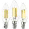 Eglo set di 3 lampade LED a filamento E14, lampadina Edison trasparente, 7 watt (equivalente a 60 watt), 806 lumen, sorgente luminosa bianca calda, 2700 K, lampadina C35, Ø 3,5 cm