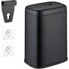 Relaxdays Cestino da Bagno, con Adesivo da Muro o Gancio per Anta, Pattumiera 5 L, Secchio Interno, in Ferro, Nero