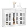 SoBuy Mobile da cucina Isola cucina con anta in vetro Credenza buffet Bianco119x40x90cm FSB77-W