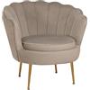 LIBEROSHOPPING.eu - LA TUA CASA IN UN CLIK Poltrona tessuto velluto ampio gambe metallo colore oro schienale a conchiglia imbottita design moderno FIORE (Tortora)