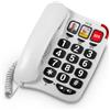 SPC Comfort Numbers 2 - Telefono fisso per anziani con tasti grandi, 3 memorie dirette con foto, volume molto alto, compatibile con apparecchi acustici, segnale luminoso, da tavolo o da parete