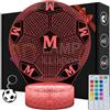 Magiclux Luce Notturna 3D Calcio con Lettera M, 16 Colori e Telecomando | 16 colori, 4 effetti di luce, luminosità regolabile e timer da 1 a 24 ore.