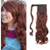 SEGO Extension Capelli Coda di Cavallo Clip Capelli Ricci Mossi Ponytail Fascia Unica 43cm # Castano Ramato Scuro