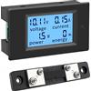 KETOTEK Voltometro Amperometro DC 6.5-100V Volt Amp Watt KWh con Shunt 50A