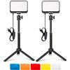 UBeesize Luci foto Video a LED Confezione da 2 pezzi, Dimmable 6000K USB Photo Lights with Mini Tripod and Color Filters for Photographic, Photo Studios, Video Recording, Game Streaming